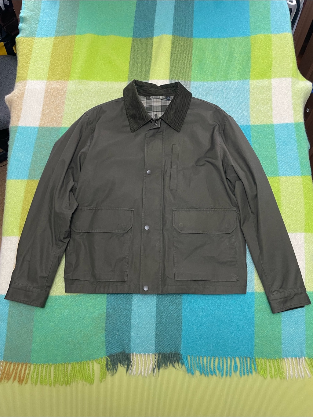 Uniqlo Utility Short Blouson Button Full Zip Jacket Olive Men’s